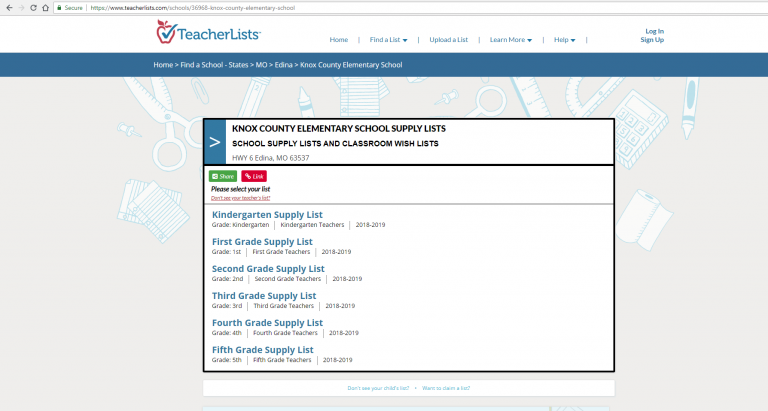 Knox County Elementary School And Other School Supply Lists Available 