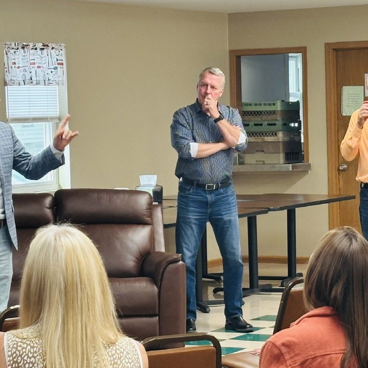 Dusty Blue, Keith Gudehus and Greg Sharpe take questions at last Thursday’s Republican “Meet The Candidates” event, held at the Clark County Senior Center in Kahoka.