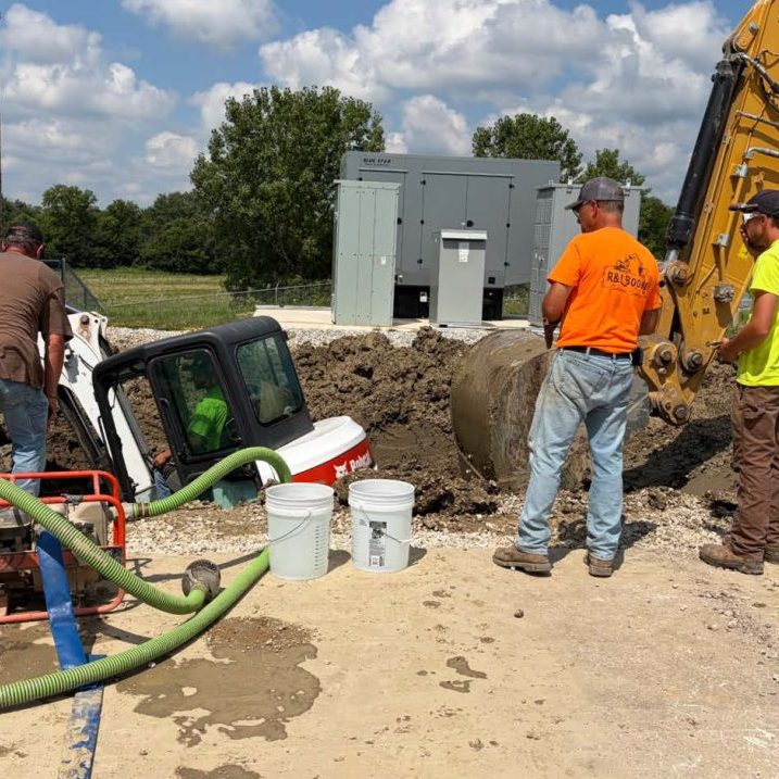 Crews work Tuesday afternoon to repair a broken main water line at the North Central Missouri Regional Water Commission treatment plant. Customers were asked to conserve water while repairs were completed. Photo by Phyllis Fleshman